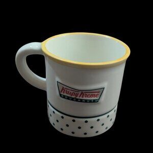 Krispy Kreme Coffee Mug 3D Doughnut In Bottom Green Polka Dots Red Logo Yellow T